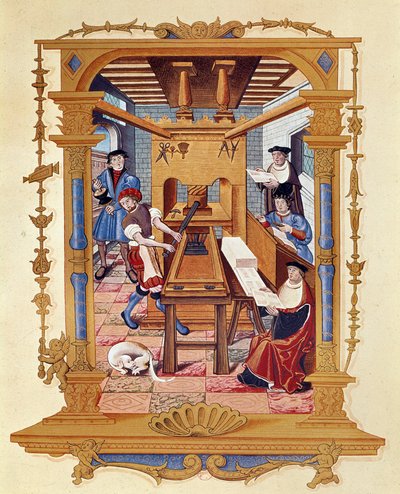 Historia de la imprenta: un taller tipográfico alrededor de 1530 de Unknown artist