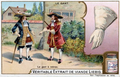 Historia del guante: el guante una rearm - Cromolitografía de Liebig de Unknown artist