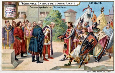 Historia del guante: el guante como símbolo de la investidura - Cromolitografía de Liebig de Unknown artist