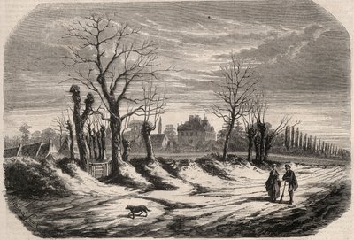 Casa de George Sand (1804-1876) (Aurore Dupin), baronesa Dudevant en Nohant Vic en el Indre (36). Grabado en “Le Monde illustré” de 1857. Colección privada. de Unknown artist
