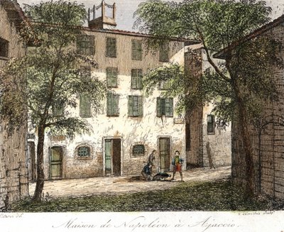 Casa de Napoleón en Ajaccio - Grabado en color siglo XIX de Unknown artist