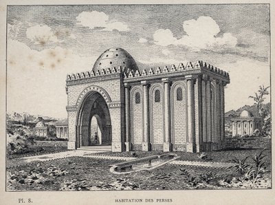 Viviendas persas - grabado de 1889 en 