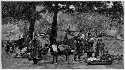 Zoo Humano: Campamento lapón en el Jardín de Aclimatación de París. Grabado en “La Nature. Revue des sciences et de ses aplicaciones aux arts et à l