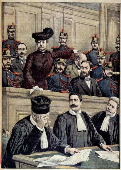 Caso Humbert: el juicio de Therese Humbert, representada por una estafadora francesa, que pretendía ser la heredera de un millonario estadounidense. 1903 Colección privada de Unknown artist