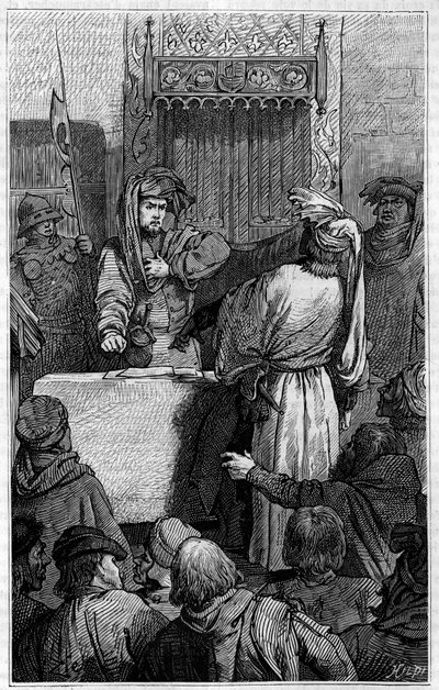 Guerra de los Cien Años - La Jacquerie (1358): el comerciante Etienne Marcel (1315-1358) y el concejal Jean Maillart, uno de los líderes del partido realista, durante la Jacquerie, una revuelta de los campesinos contra la nobleza francesa. Grabado en “Le j de Unknown artist