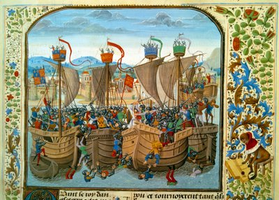 Guerra de los Cien Años: La batalla naval de Ecluse, Sluis (Países Bajos) el 20/06/1340 de Unknown artist