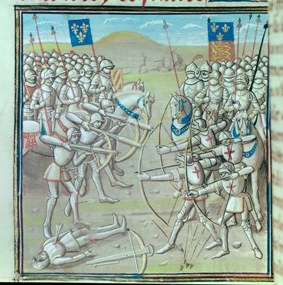 Guerra de los Cien Años: la Batalla de Crécy el 26/08/1346 entre franceses e ingleses de Unknown artist