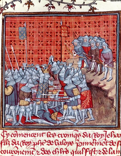 Guerra de los Cien Años: el Rey de Francia Juan II el Bueno (1319-1364) durante una batalla. Miniatura tomada de 