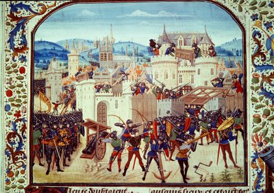 Guerra de los Cien Años: el saqueo de la ciudad de Aubenton en Picardía por el Conde Jean de Hainaut en 1340 de Unknown artist