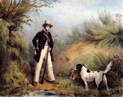 Cazador con su perro de Unknown artist