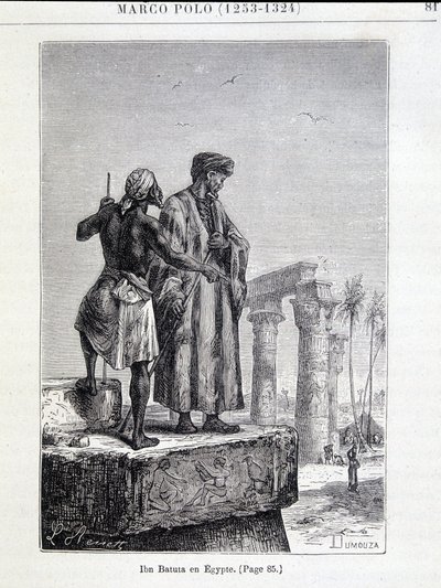 Ibn Battuta (1307-1377) en Egipto - en “Descubrimiento de la Tierra” de Jules Verne de Unknown artist