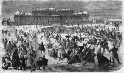 Patinaje sobre hielo en la Plaza Belvedere en Viena en 1864 de Unknown artist