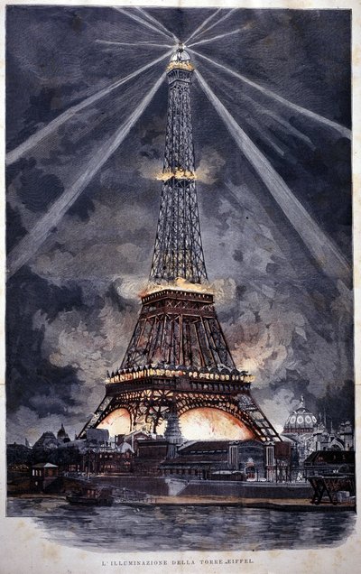 Iluminación de la Torre Eiffel durante la Exposición Universal de 1889 de Unknown artist