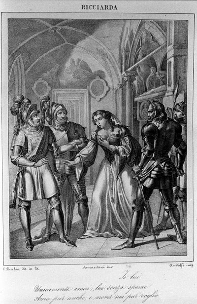 Ilustración para el Acto III de “Ricciarda” del poeta y dramaturgo italiano Ugo Foscolo (1778-1827) siglo XIX de Unknown artist