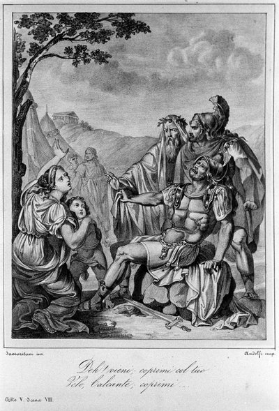 Ilustración para la Escena 8 del Acto V de “Ajax” de Ugo Foscolo (1778-1827). Siglo XIX. de Unknown artist