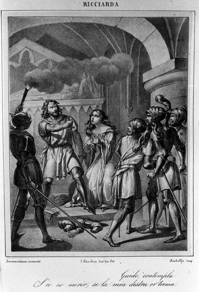 Ilustración para la última escena del Acto V de “Ricciarda” del poeta y dramaturgo italiano Ugo Foscolo (1778-1827) siglo XIX de Unknown artist