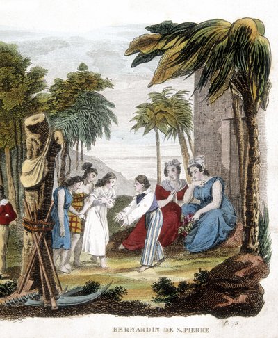 Ilustración de “Paul y Virginie” de Bernardin de Saint Pierre. Grabado del siglo XIX de Unknown artist