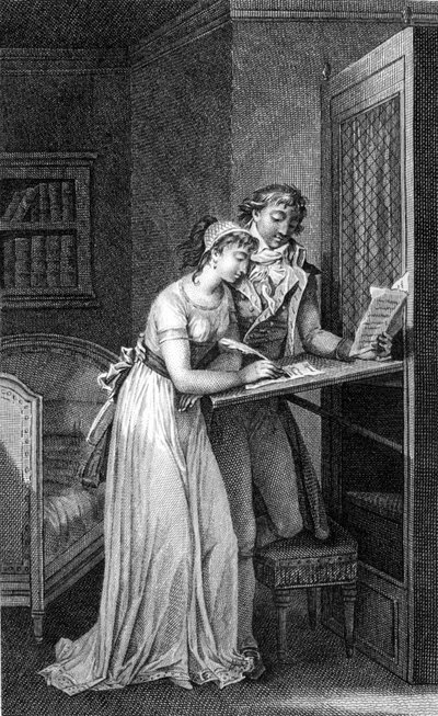 Ilustración del libro "Las Relaciones Peligrosas" de Choderlos De Laclos (1741 - 1803). Grabado de principios del siglo XIX. de Unknown artist
