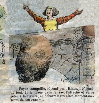 Ilustración de finales del siglo XIX para el cuento de Hans Christian Andersen (1805-1875) "El gran Claus y el pequeño Claus". Colección privada. de Unknown artist