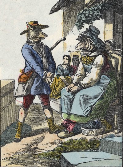 Ilustración del cuento “Buena Mamá Oveja”. En “Cuentos del hogar para los pequeños”. Grabado anónimo del siglo XIX de Unknown artist