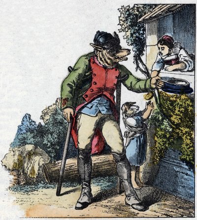 Ilustración del cuento "Buena Mamá Oveja". En "Cuentos del hogar para los pequeños". Grabado anónimo del siglo XIX de Unknown artist