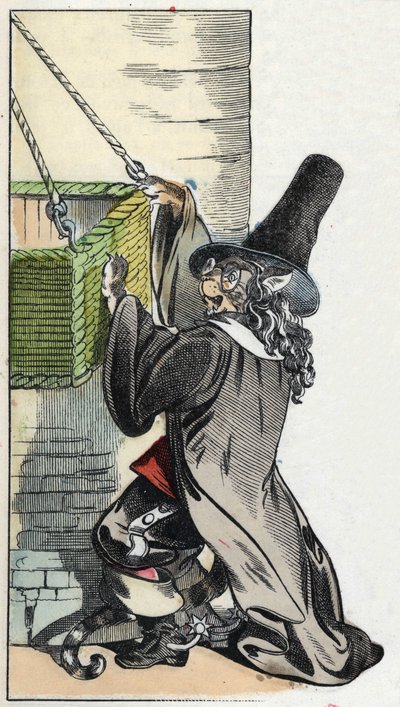 Ilustración del cuento “El terrible Raminagrobis y los ratones” personaje de fábulas de Jean de la Fontaine. En “Cuentos del hogar para los pequeños”. Grabado anónimo del siglo XIX. de Unknown artist