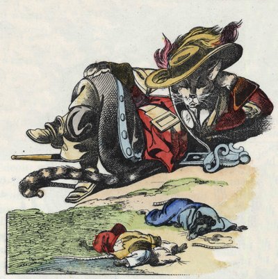 Ilustración del cuento "El terrible Raminagrobis y los ratones". En "Cuentos del hogar para los pequeños". Grabado anónimo del siglo XIX. de Unknown artist