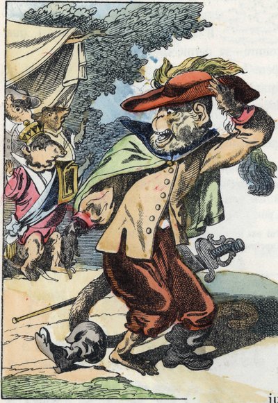 Ilustración del cuento "El terrible Raminagrobis y los ratones". En "Cuentos del hogar para los pequeños". Grabado anónimo del siglo XIX. de Unknown artist