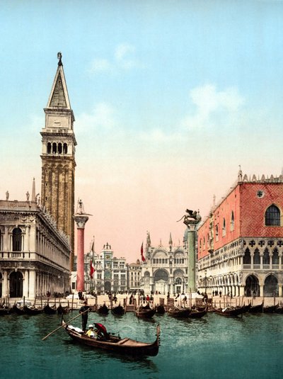 Ilustración que representa la Plaza de San Marcos en Venecia. Foto cromo de finales del siglo XIX de Unknown artist
