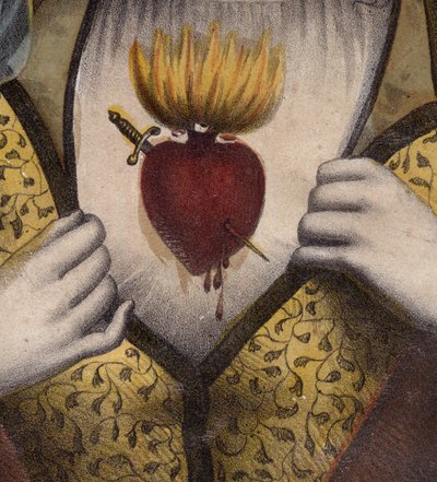 Corazón Inmaculado de María - Imagen religiosa del Sagrado Corazón de María (Detalle) - Grabado del siglo XIX de Unknown artist