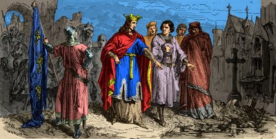 En 1186 Felipe Augusto ordenó pavimentar las calles de París, Grabado del siglo XIX de Unknown artist