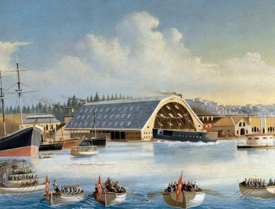 Inauguración de un barco en el astillero de Taskizak en 1880 (detalle) de Unknown artist