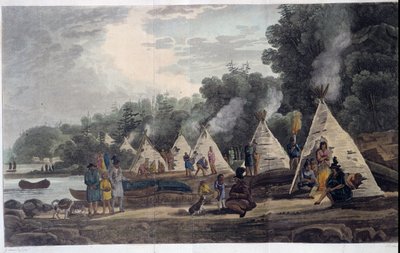 Campamento indio; en "Travels through Canada", por George Heriot, ed. Londres de Unknown artist