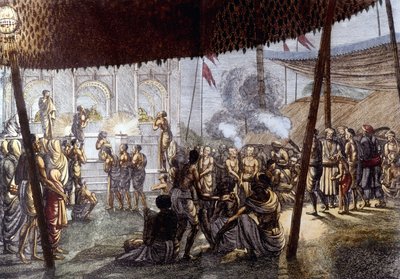Cultura y civilización india: fiesta del amor de Krishna, India. Grabado de 1808 de Unknown artist