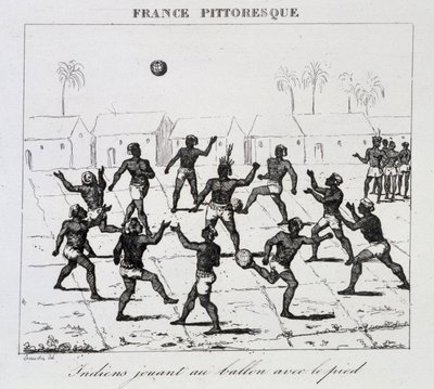Indios (Sudamérica) jugando a la pelota con el pie de Unknown artist