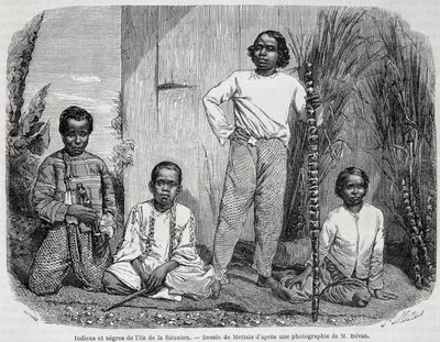 Indios y negros de la Isla de la Reunión - en "Le Tour du Monde" de Unknown artist
