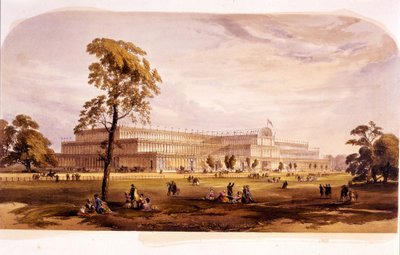 Revolución industrial: vista del Palacio de Cristal, construido por Joseph Paxton para la Exposición Mundial de 1851 en Londres (Hyde Park) siglo XIX de Unknown artist
