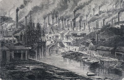 Industria en Inglaterra: Fábrica de Cobre por el Sr. Vivian (Manchester), "Alrededor del Mundo", 2ª semana 1865 de Unknown artist