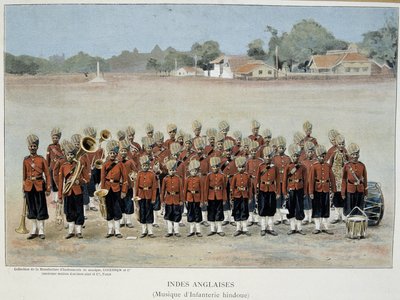 Banda de infantería de las Indias Inglesas - grabado, finales del siglo XIX de Unknown artist