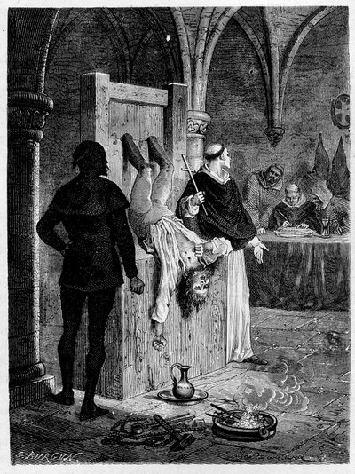 Escena de la Inquisición con tortura de Unknown artist