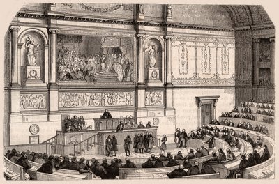 Vista interior de la Asamblea Nacional en una sesión de la Cámara de Diputados, París, Francia de Unknown
