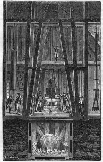 Interior del pozo artesiano de Passy en 1888 en "El Diario de la Juventud" de 1888. de Unknown artist