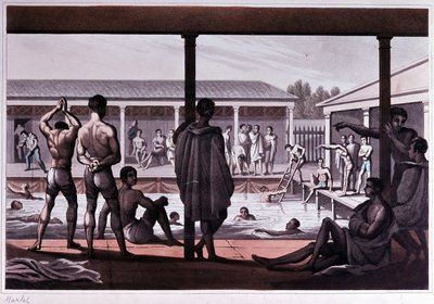 Interior de una escuela de natación, Londres, principios del siglo XIX de Unknown artist