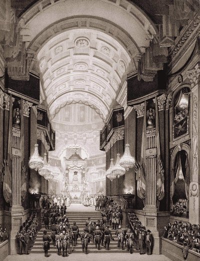 Interior de la Iglesia de los Inválidos durante la Ceremonia Religiosa el 15/12/1840. (Traslado de las cenizas de Napoleón I a los Inválidos) de Unknown artist