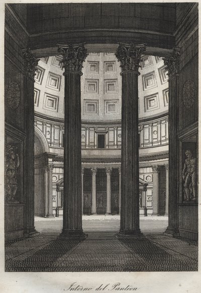 Interior del Panteón, Roma - grabado de "Usi e Costumi di Tutti i Popoli dell