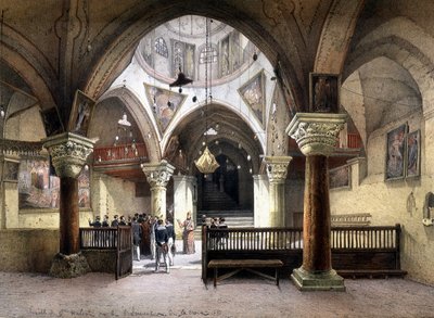 Interior de la capilla de Santa Elena, Jerusalén. Grabado del siglo XIX de Unknown artist
