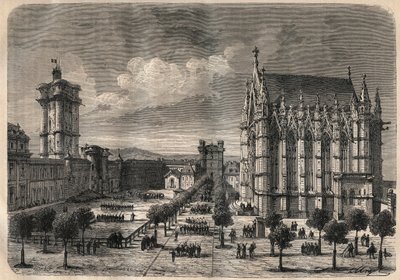 Vista interior del castillo de Vincennes en el siglo XIX - grabado de 1875 de Unknown artist