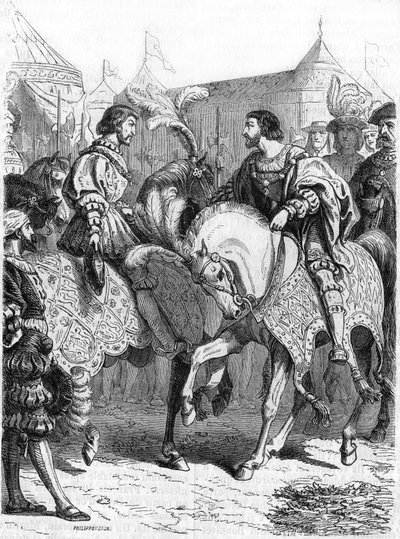 Entrevista de Francisco I y Enrique VIII. Grabado del siglo XIX. de Unknown artist
