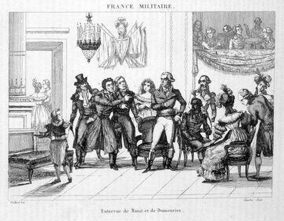 Entrevista de Joachim Murat (1767-1815) y Dumouriez (1739 - 1823) - Grabado del siglo XIX. de Unknown artist