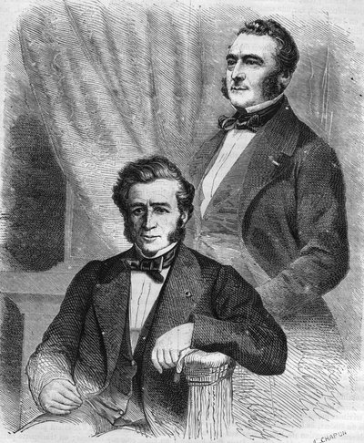 Isaac y Jacob Emile Pereire, empresarios franceses, fundadores de la Société de crédit mobilier (1852). de Unknown artist